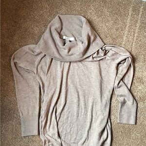 LOFT Taupe Cowl Neck Sweater